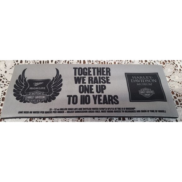 Harley-Davidson Koozie Motor Cycles Museum Miller High Life Beer 110 Years - Picture 1 of 10